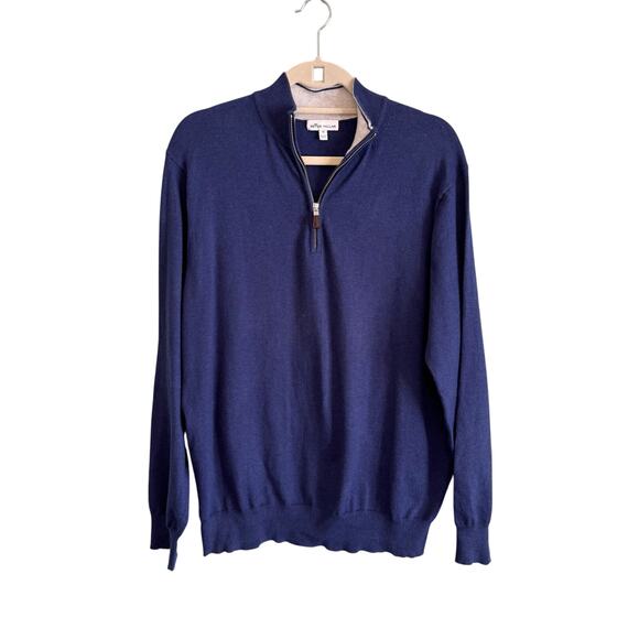 Peter Millar Sweater Mens M Blue Pima Cashmere Silk Blend Golf 1/4 Zip Pullover - Picture 1 of 8